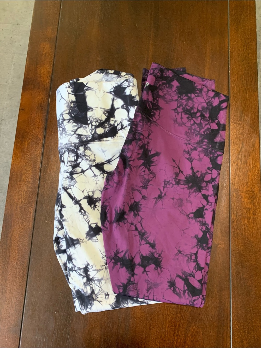 lululemon athletica Shibori Tie-Dye Leggings in White/Black and Purple/Black